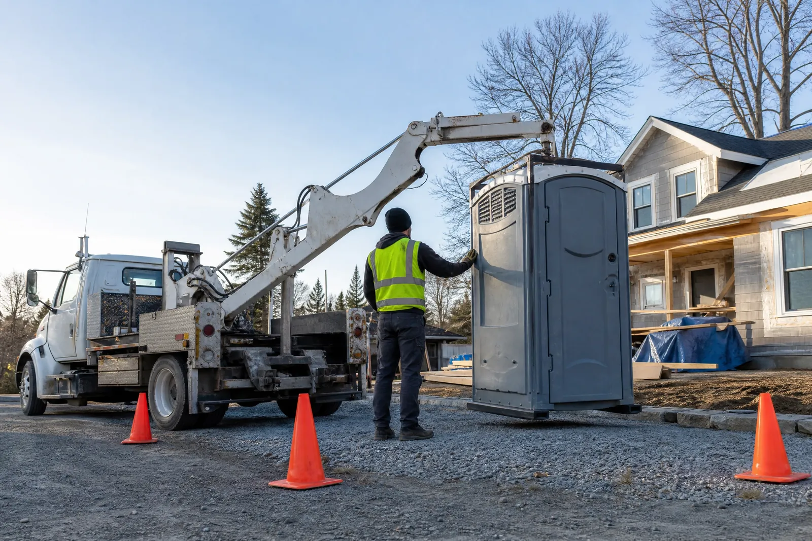 Construction Site Portable Restrooms portable sanitation setup